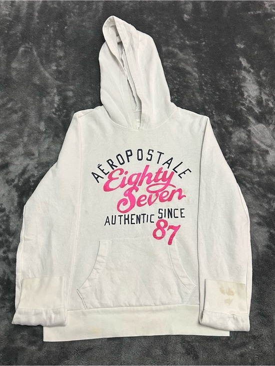 Aeropostale Tops - Aeropostale White Hoodie with Pink & Black Graphic